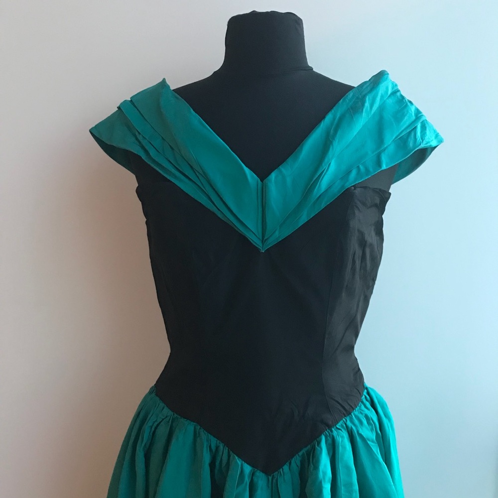 Vintage Teal and Black Audrey Hepburn Dress